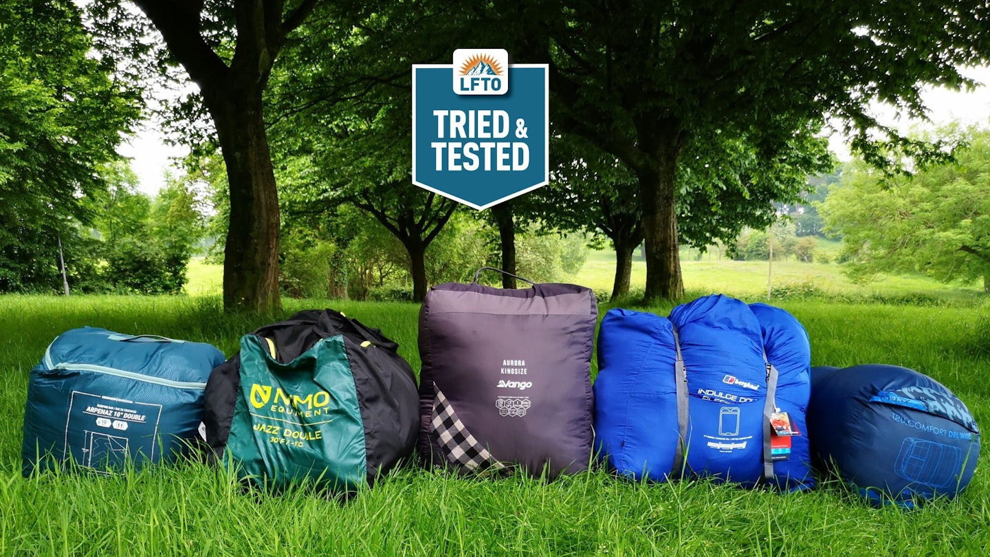 Best double sleeping bags groupshot with tried and tested logo