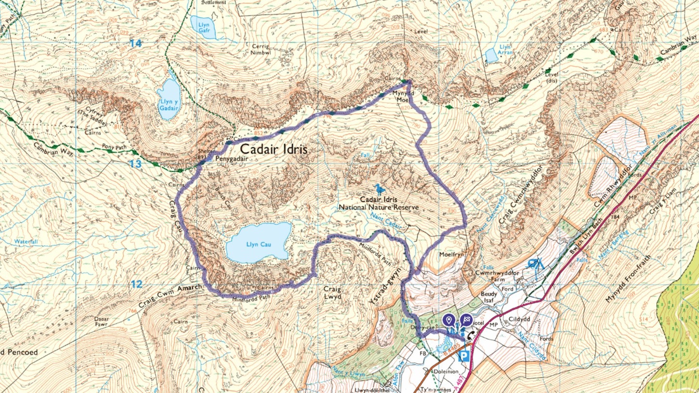 Cadair Idris Minffordd Path map