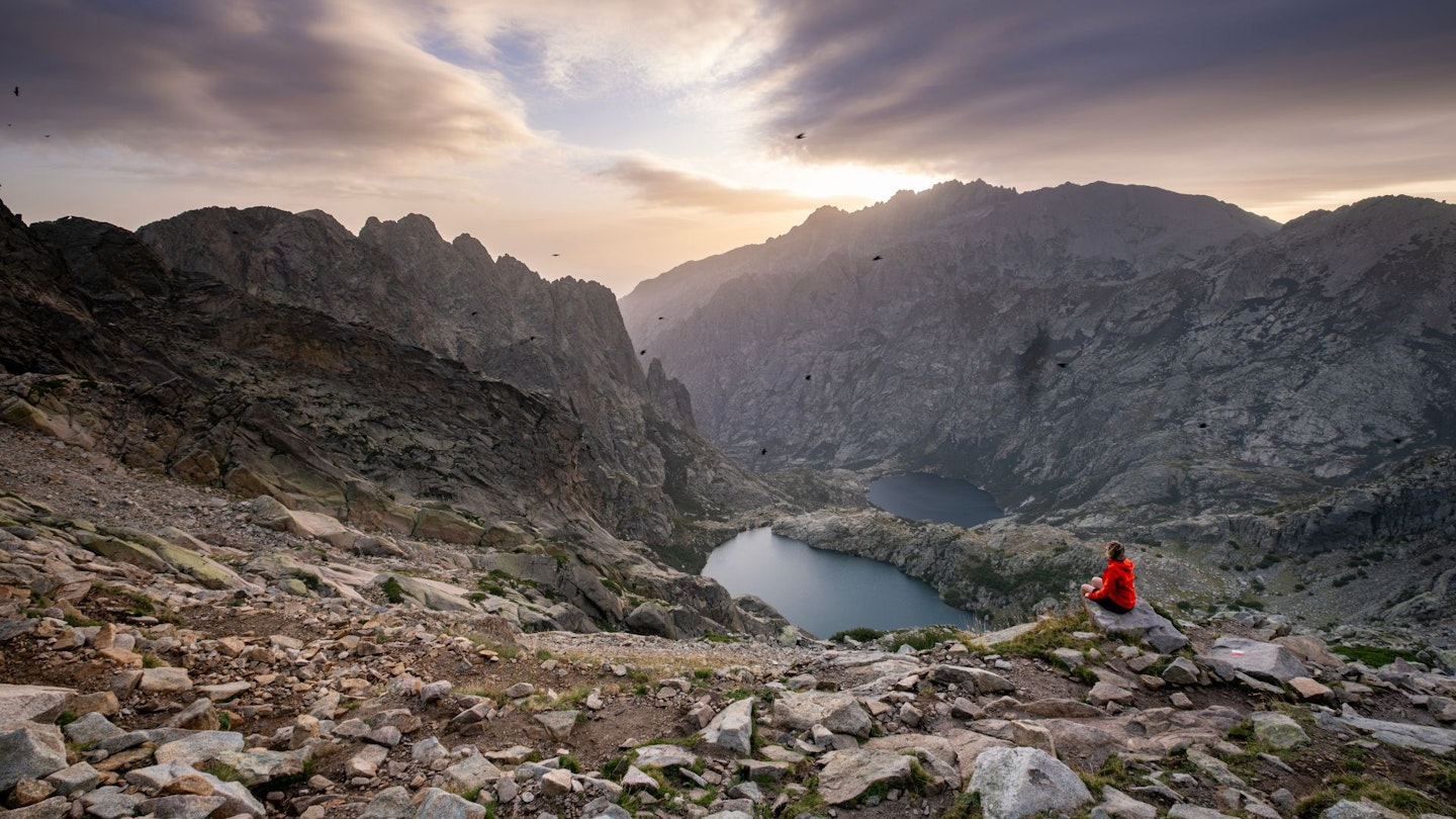 Corsica GR20 Day 7 sunset over mountains