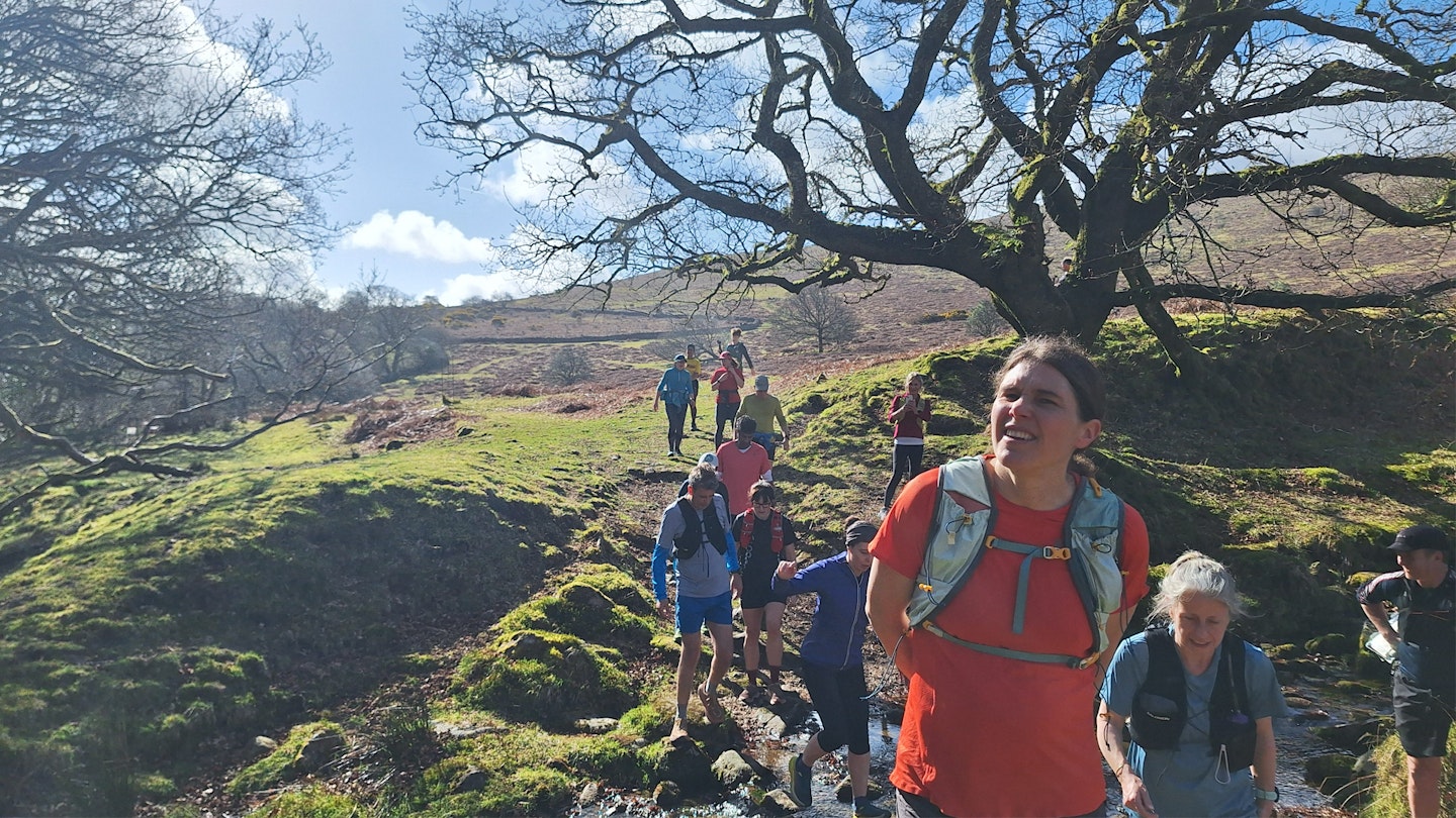 Jasmine Paris with a trail running group