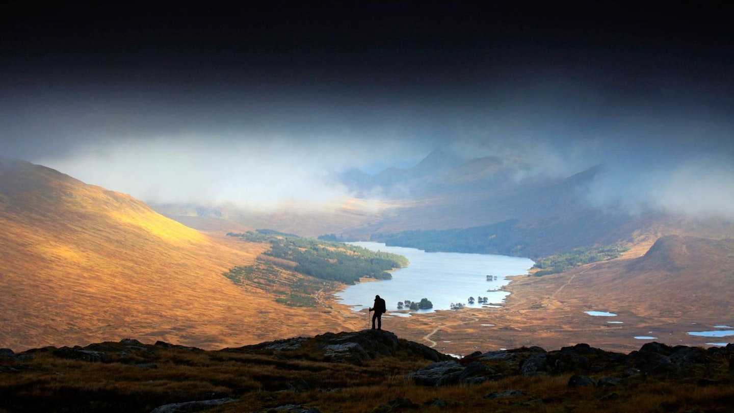 Loch Ossian from NE ridge of Beinn a Bhric Scotland