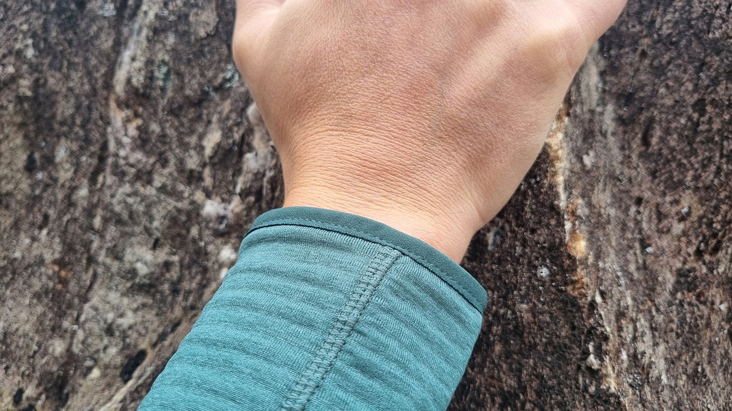 The Mountain Equipment Lumiko Hooded Jacket's low bulk cuffs in action.