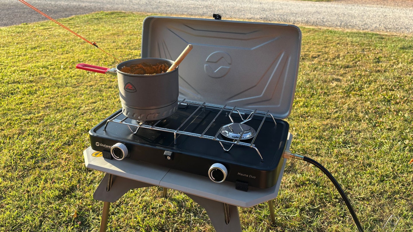 Outwell Mauna Duo camping stove cooking gnocchi