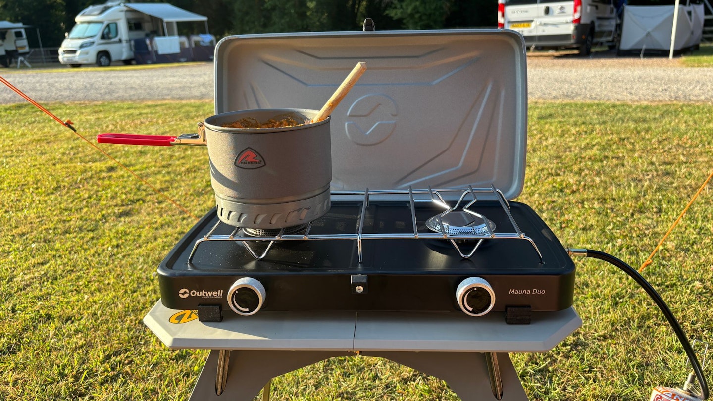 Outwell Mauna Duo camping stove from the front
