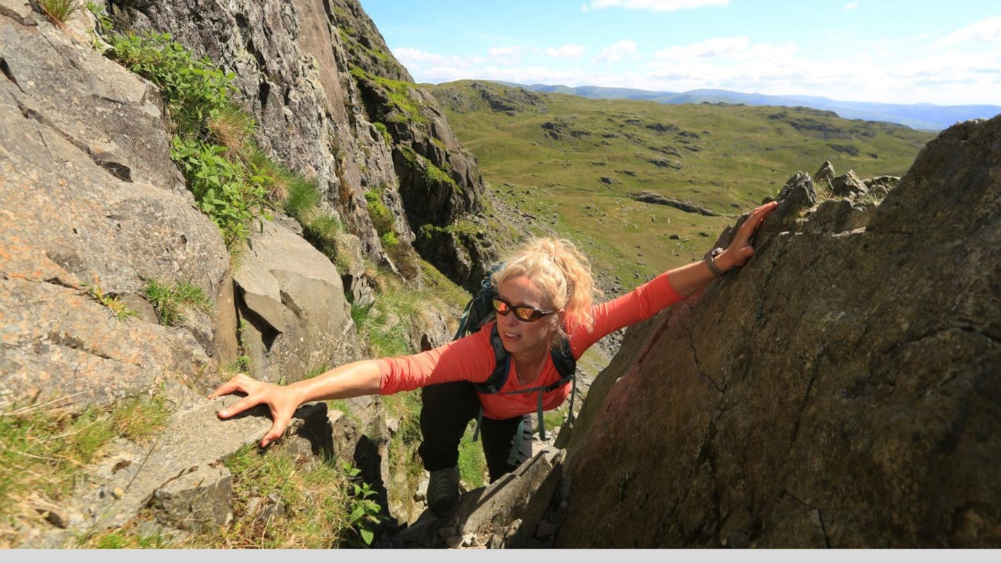 Scrambling on Jack's Rake, Pavey Ark