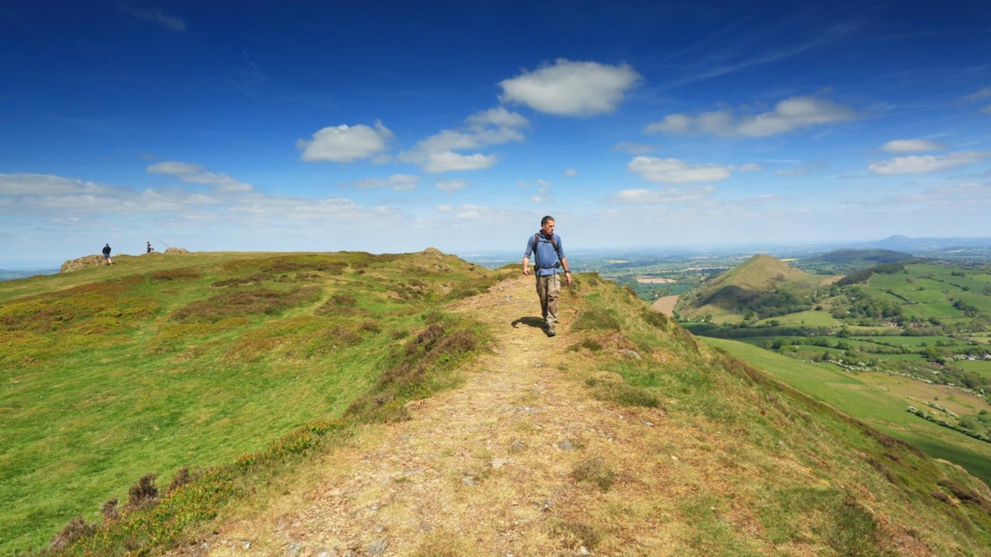Summit of Caer Caradoc Hill looking to The Lawley