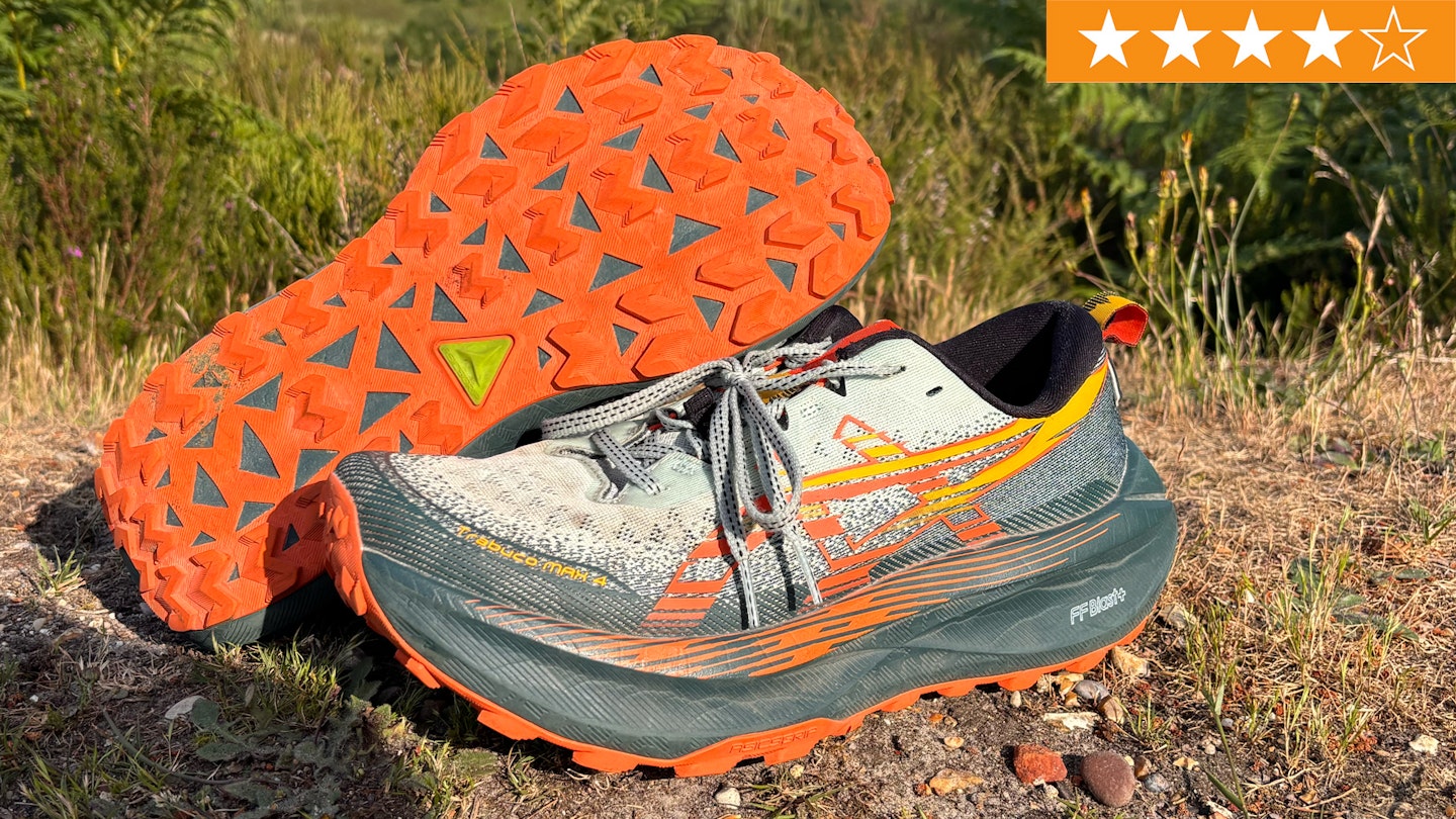 Star ratings for asics trabuco max 4 trail running shoes shot by milo wilson for review