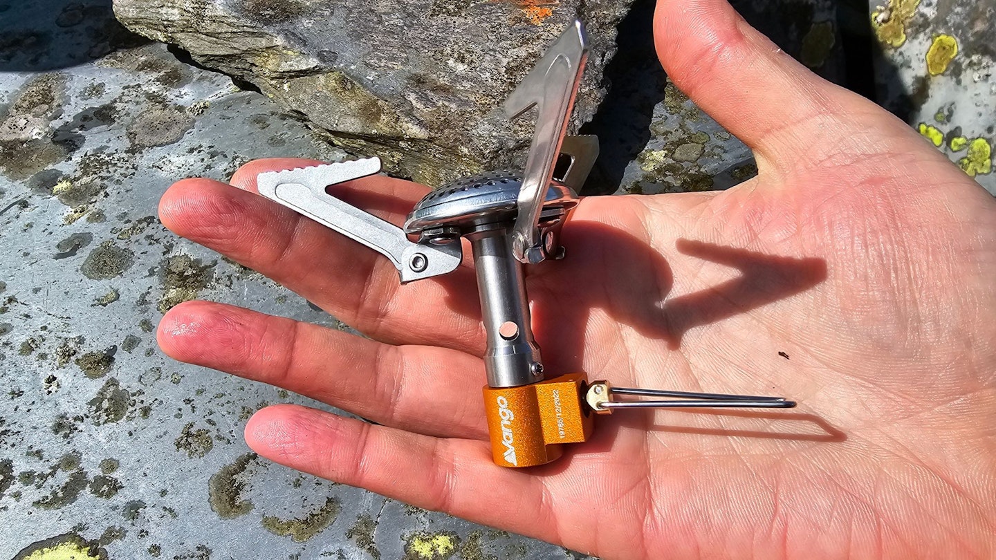 Vango Atom Stove in a human hand