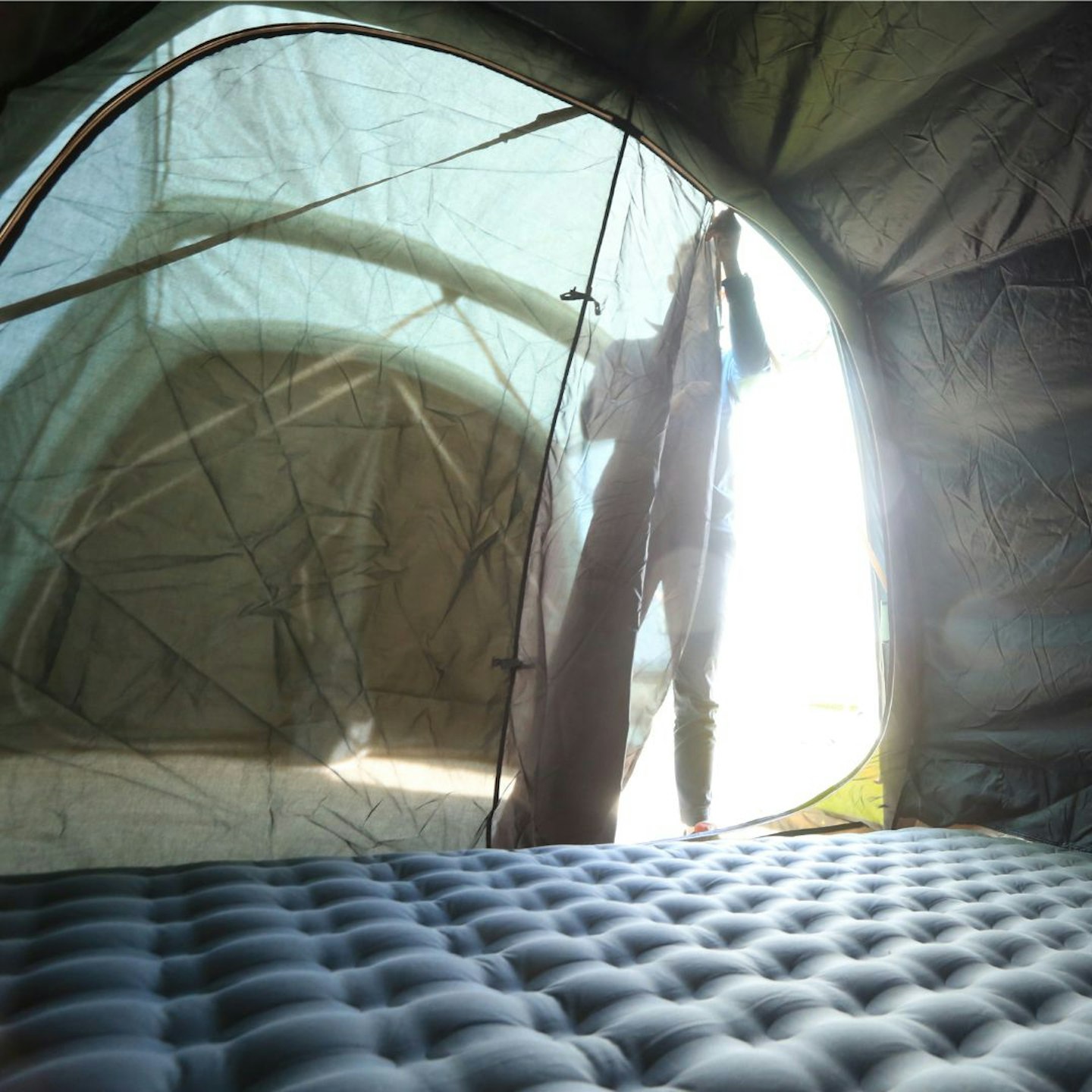 View from inside Vango Castlewood Air 800XL bedroom