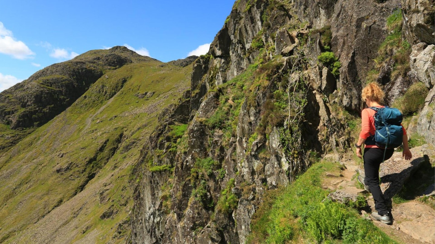 Walking on a section of Jack's Rake, Pavey Ark